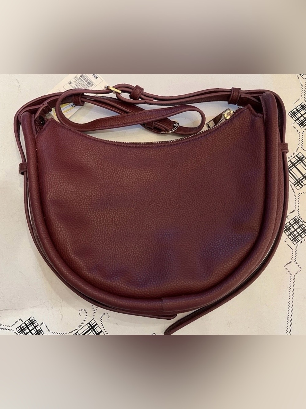 A New Day Burgundy Hobo Shoulder Crossbody Bag Slouchy Crescent Style NWT